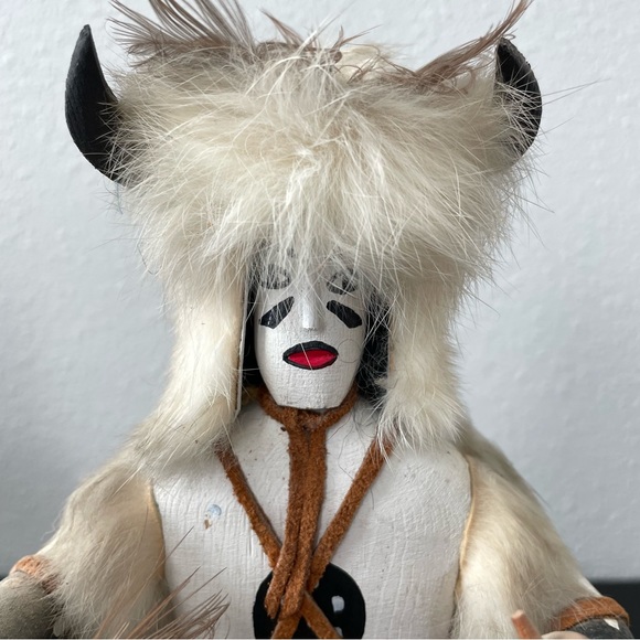 11” White Buffalo Kachina Spirit Doll Native Warrior Dancer Signed ESTATE - Picture 2 of 15